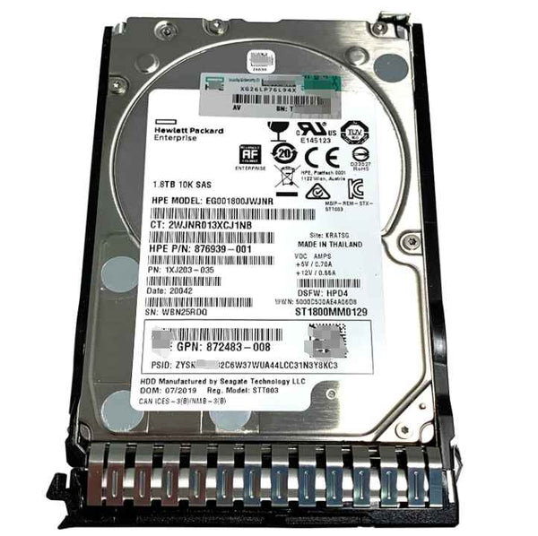 HP 872738-001 1.8TB 2.5" SAS Hard Drive – 12G, 10K RPM, Enterprise-Class HDD