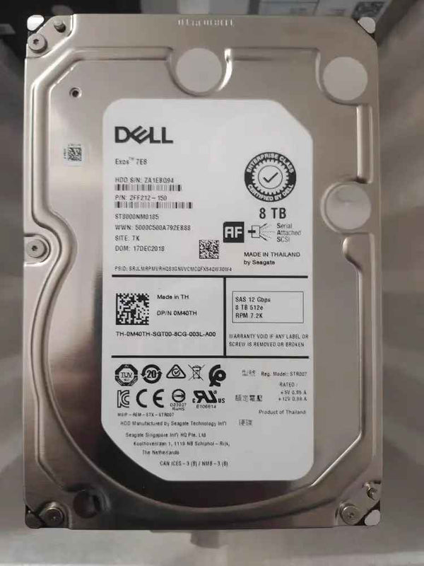 Hot Sale Original Dell 8TB 7200RPM 3.5 SASSATA 12Gbps Server Hard Drive HDD – Enterprise Grade