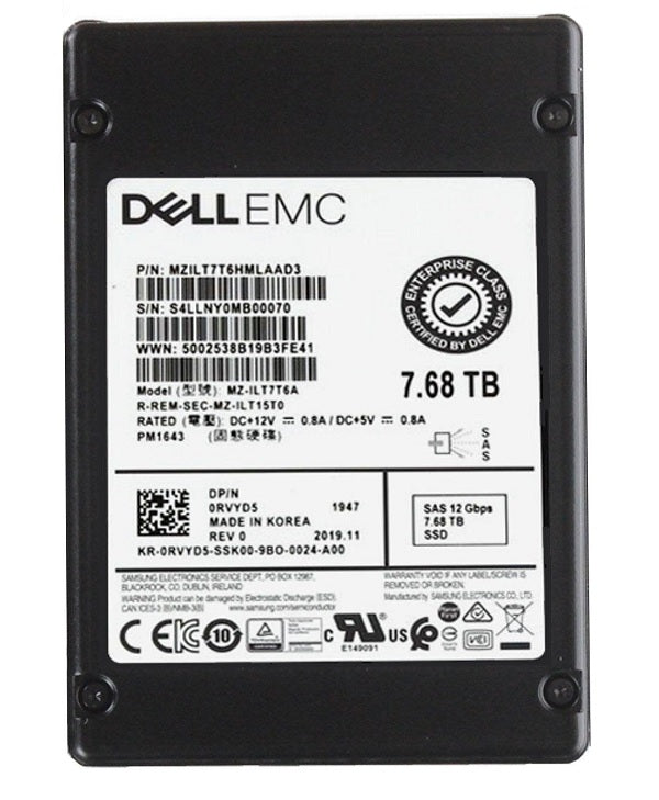 Samsung MZ-1LT7T6A 7.68TB 2.5" R-I 12Gb/s SAS Solid State Drive