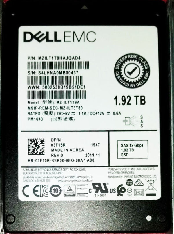 Samsung MZ-ILT1T9A 1.92TB SFF 2.5 TLC 12Gb/s SAS SSD