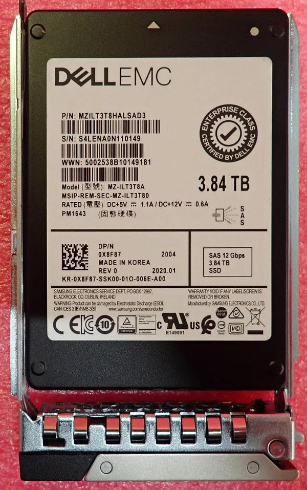 Dell 0X8F87 3.84TB TLC SAS 12Gbs SFF 2.5 SSD